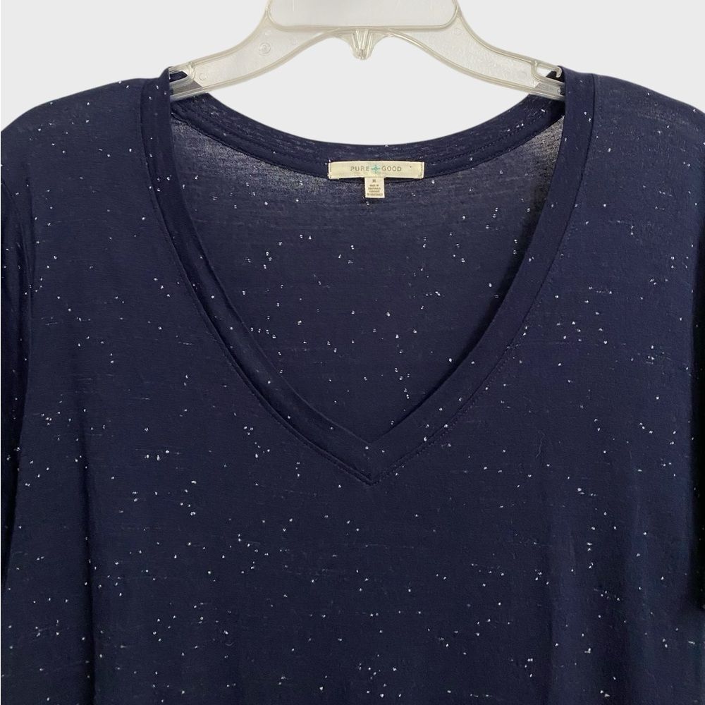Anthropologie Pure + Good Oversized V-Neck Shirt Women's M Short Sleeve Comfy - Picture 4 of 13